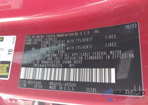 2023 Toyota Corolla Cross Le z USA, uszkodzony, nr VIN 7MUCAAAG1PV069319